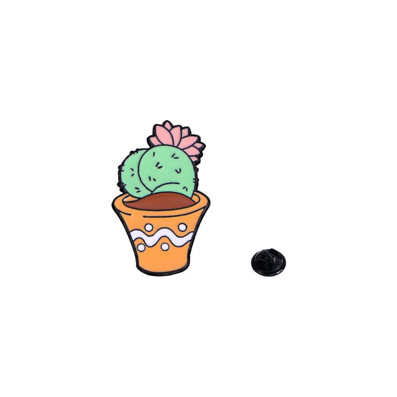 4 Styles Sexy Buttocks Cactus Potted Enamel Brooches Creative Ass Potting Plant Flower Pins For Backpack Clothes Jewlery