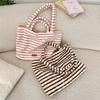 Fall Winter Simple Stripes Faux Lamb Wool Women's Shoulder Bags Casual Furry Female Handbag Large Capacity Ladies Shopping Bag