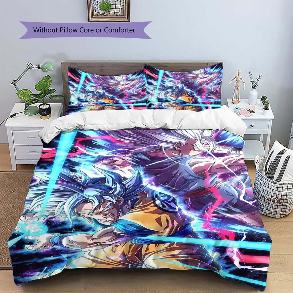 Juego de Ropa de Cama con Estampado de Dibujos Animados Colcha Funda de Colcha Funda de Almohada Decoración del Hogar Regalo de Cumpleaños (1 * funda nórdica + 2 * fundas de almohada, sin núcleo)
