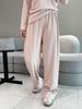 Women's Plus Size Fleece-Lined Ribbed Leggings for Autumn & Winter - Thickened Wide-Leg Casual Home Pants