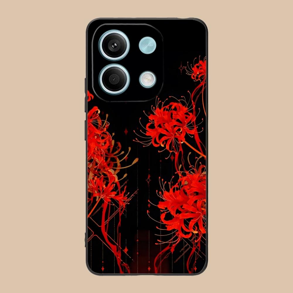Cool Red Spider Lily Mobile Cell Phone Case for Xiaomi Redmi Note 13 12 11 10 9 8 7 6 S A Pro Lite Plus 5G Black Cover Shell