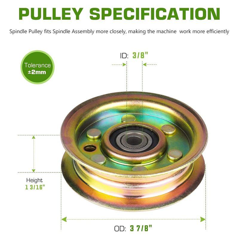 2 Pack Flat Idler Pulley Replaces for AYP Husqvarna 532131494 532173438 131494 173438 John Deere AM103287 Lawn Mower Tractor