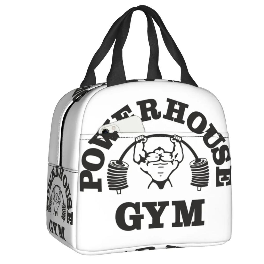 Powerhouse Gym Logo Thermal Insulated Lunch Bag Women Bodybuilding Fitness Portable Lunch Container Travel Storage Food Box