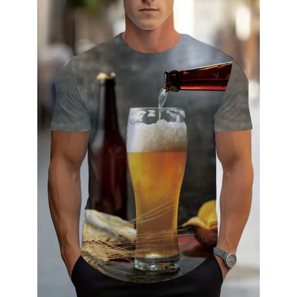 New Summer Men's Fashion T-shirt Personality Simple Pattern Printed Men's T-shirt Top