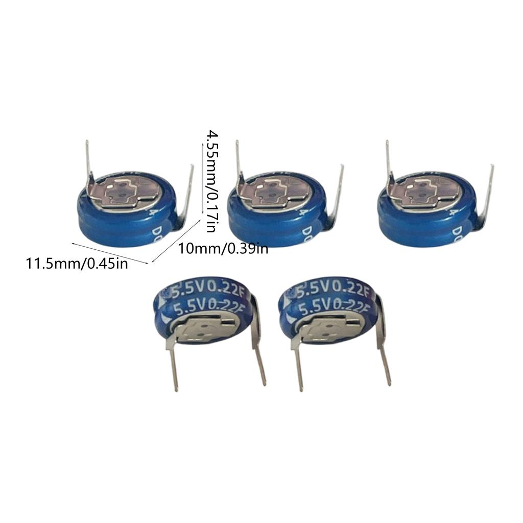 5pcs Industrial Super Capacitor 5.5V 0.22F Supercapacitors Rapid Charging Capability Direct Charge Circuit Compatibility