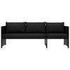 3 Piece Garden Lounge Set with Cushions Poly Rattan Black
