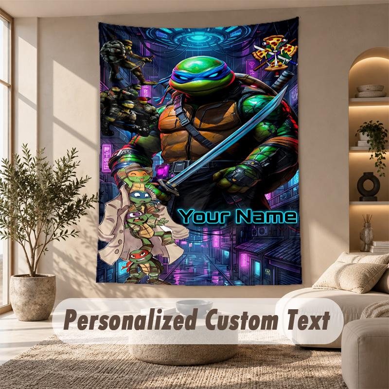 Teenage Mutant Ninja Turtles Tapestry, Personalized Custom Text, Wall Hanging Tapestry For Living Room Home Wall Decor