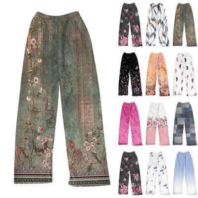 Women  Winter Plaid Pants Full Length Long Trousers Sports Pants