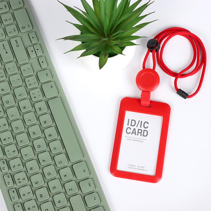 Retractable ID Card Holder with Lanyard, Hard Shell Badge Holder for Campus or Meal Cards