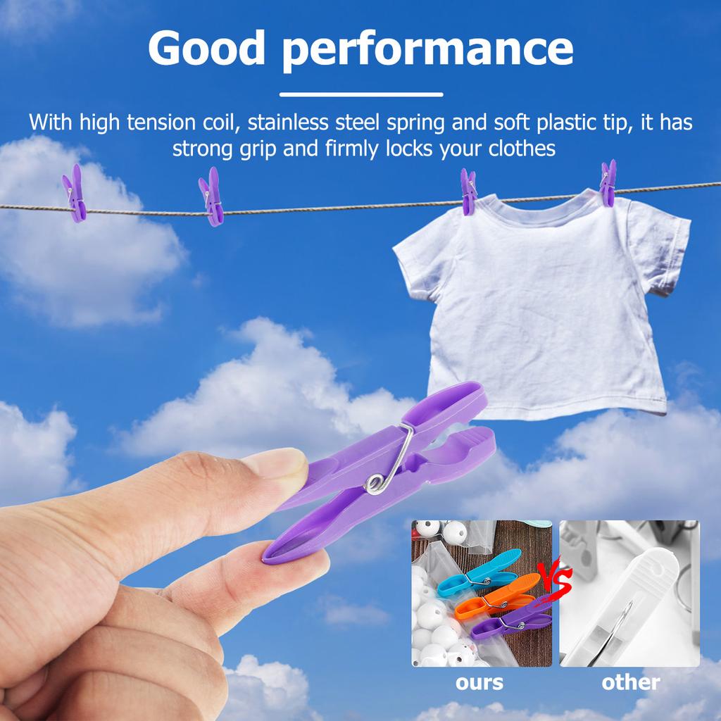 48Pcs Clothes Pegs for Washing Line Strong Grip Washing Pegs Clothespin Soft Plastic Clothes Clips Home Laundry Pegs Windproof