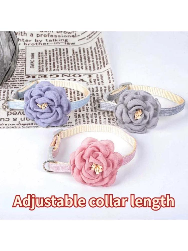 Pet Collars New Cat Camellia Flower Cat Collars Cute Princess's Birthday Adjustable Dog Dressing Tool Pet Accessories Supplies