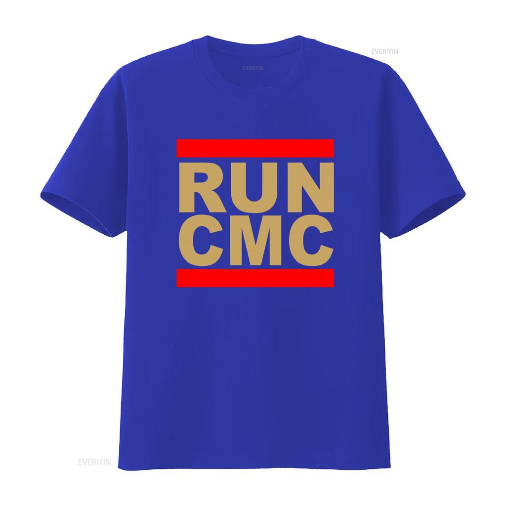 Run Cmc Christian Mccaffrey Stylish White T Shirt For Unisex Vintage Comfortable Stretched Top For Everyday Wear Slightly