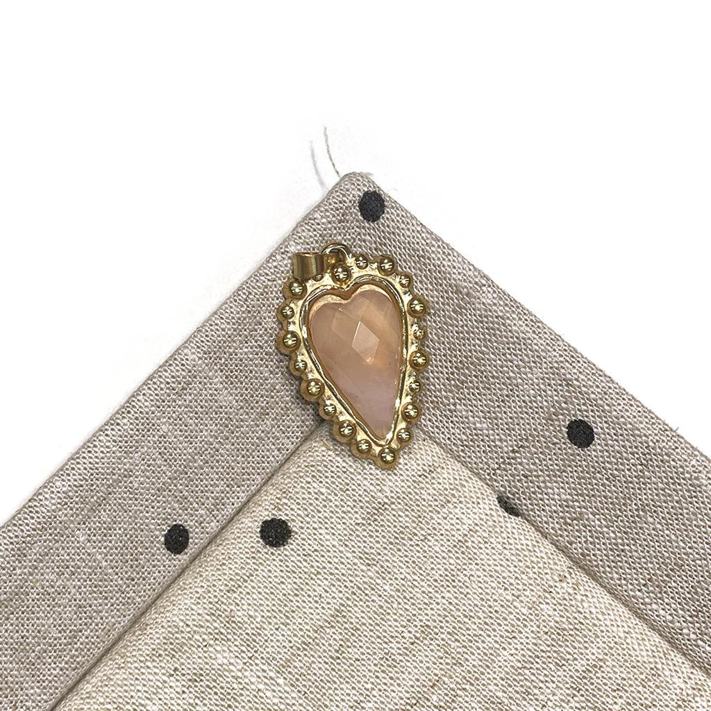 1Pc, Natural Stone Faceted Heart Pendant 19x28mm Golden Lace Bezel Frame Single Hole Charm for DIY Necklace Jewelry Making
