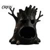 Vintage Style Table Centerpiece 3D Printed Spooky Tree Candle Holder, Creepy Stump Figurine Mysterious Shadow Light for Halloween Decoration, Desktop