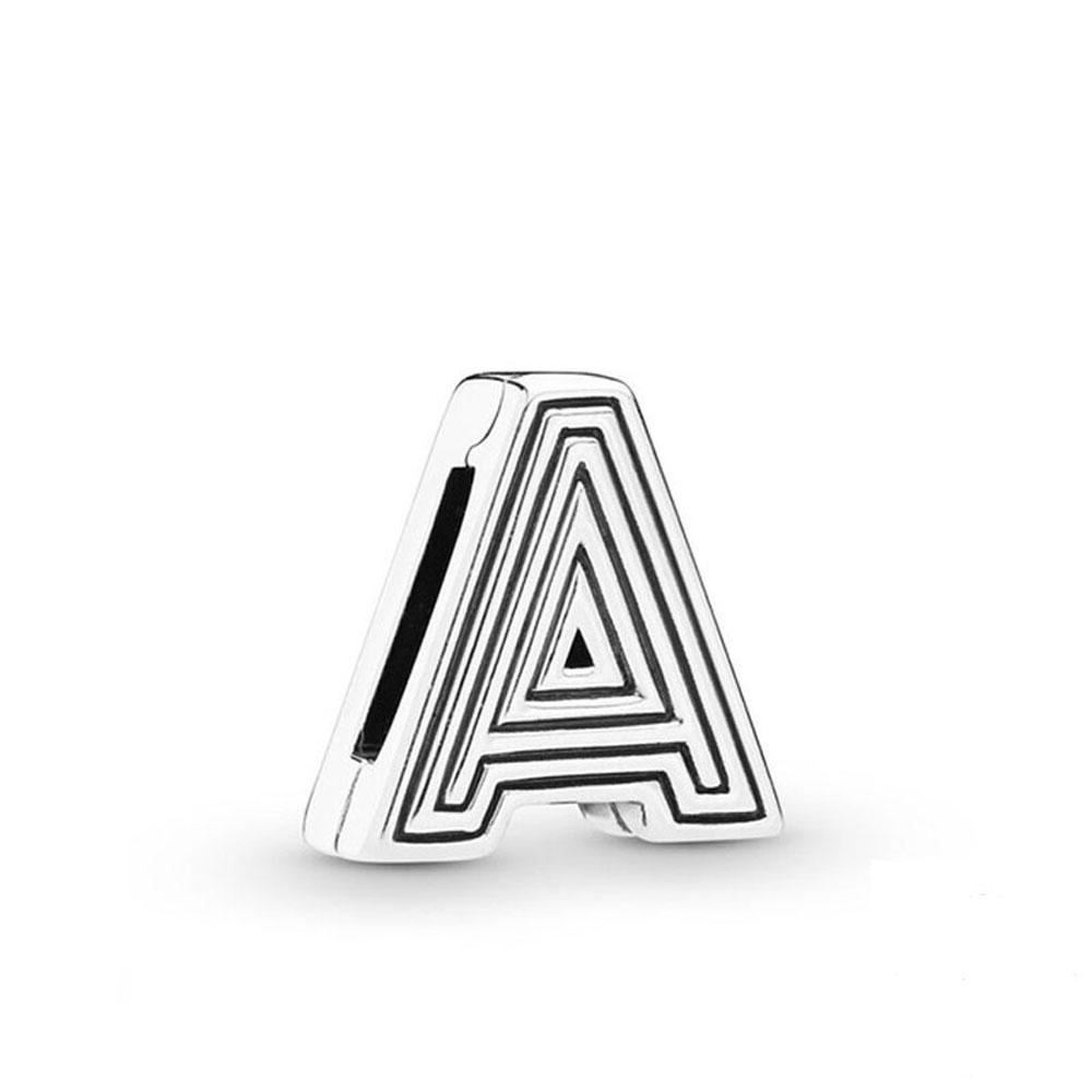 European New Plated Copper 26 Letter Thin Clip Charm Bead Fit Original Bracelet Jewelry For Gift