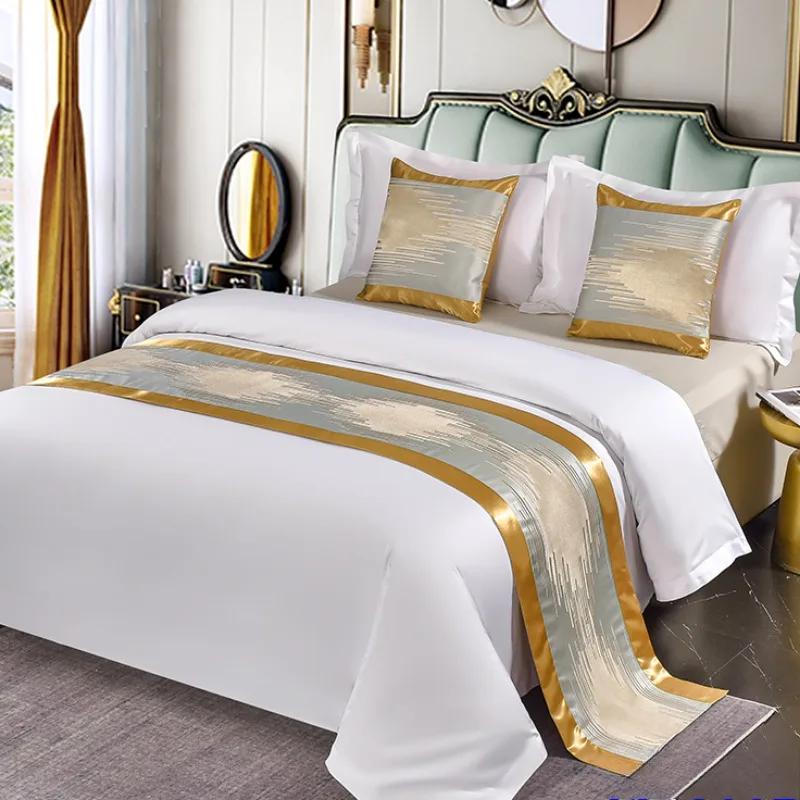 Chinese Style Fashion High Quality Bed Flag Hotel Cupboard Table Runner Decor for Home Parlor Wedding Room No Pillowcase