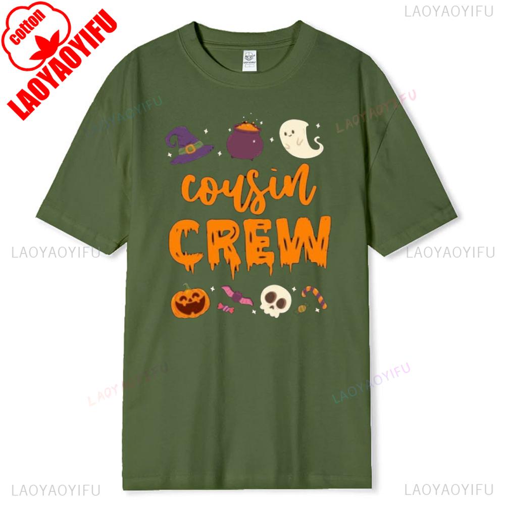 Halloween Cousin Crew Tshirt Spooky Season Matching Tee Pumpkin Skull Ghost Vibes Shirt Family Group Comfortable Cotton Gift