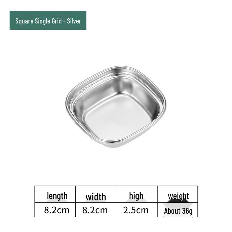 Golden Korean-Style Two/Three-Compartment Sauce Dishes – 304 Stainless Steel for Kimchi, Barbecue, and Hot Pot Seasoning.