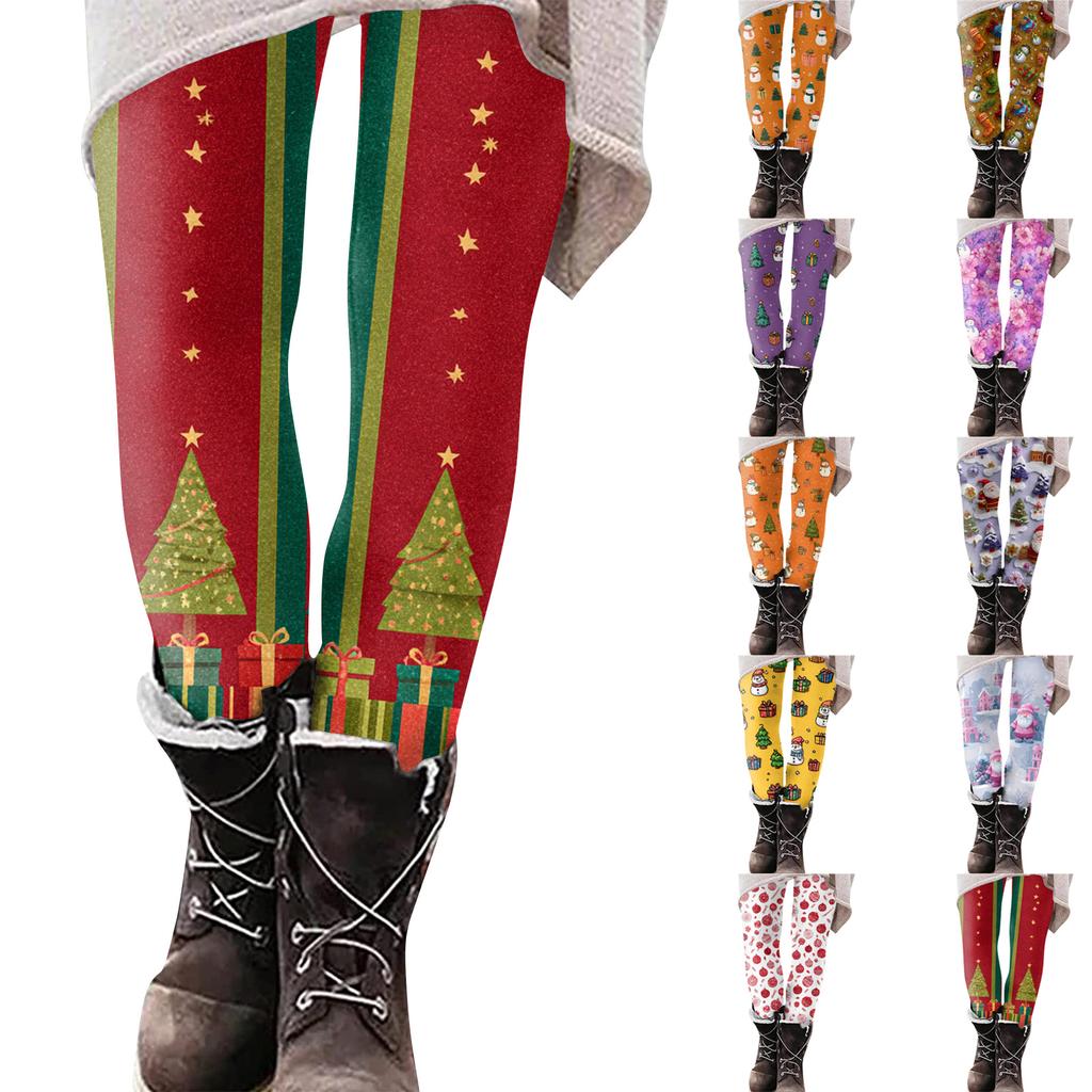 Women's Christmas Print Slim Fit Elastic Yoga Casual Pants