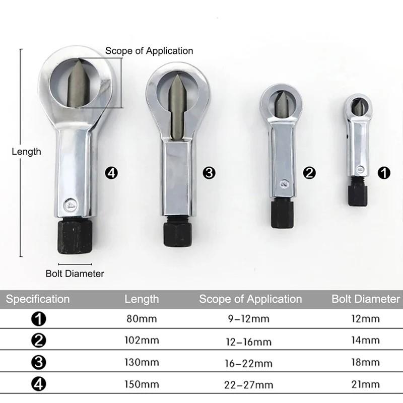 Rusty Nut Wrench Damaged Screw Separation 9-27mm Splitter Portable Manual Remover Spanner Steel Wrench Hex Extractor Car Tools