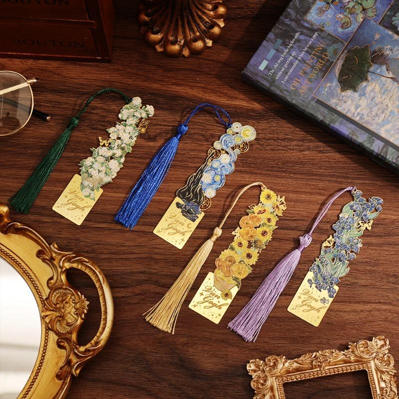 Bookmark 1 Pc Vintage Painting Metal Hollow Bookmark with Book Club Reader Friend Friend Teacher Student