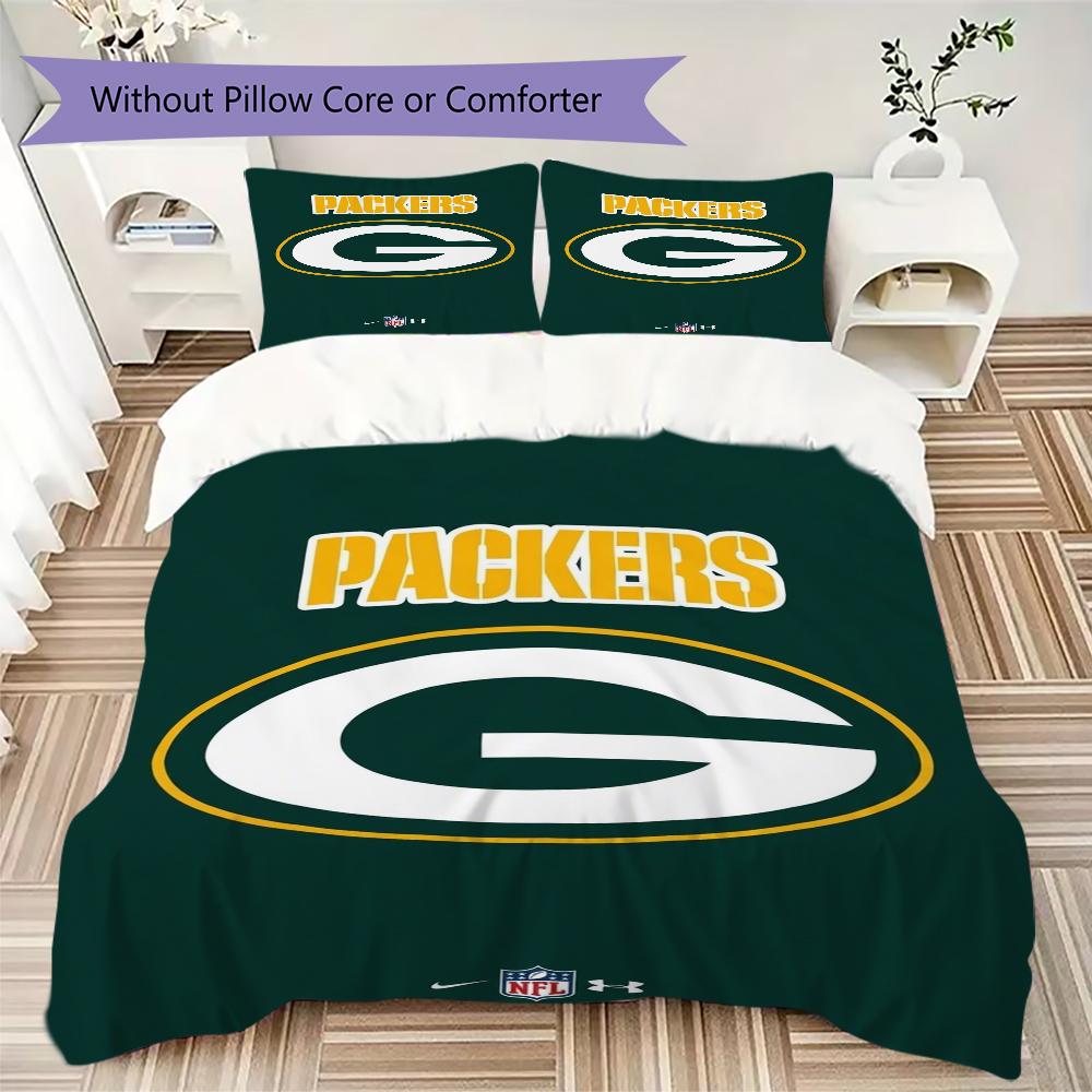 Green Bay Packers Muster Bettwäsche Steppdecken-Set Bettbezug Kissenbezug Heimdekoration Geburtstagsgeschenk (1*Bettbezug + 2*Kissenbezug ohne Füllung)
