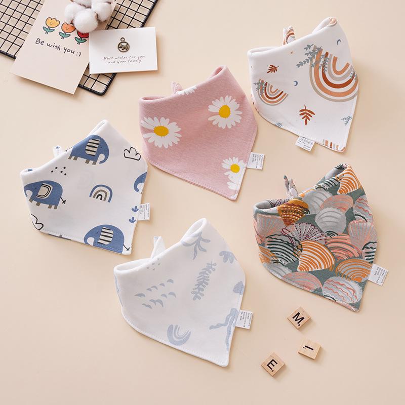 Pure Cotton Baby Drool Bib: Double-Layer Triangle Scarf with Snap Closure, Anti-Spit Up for Newborns