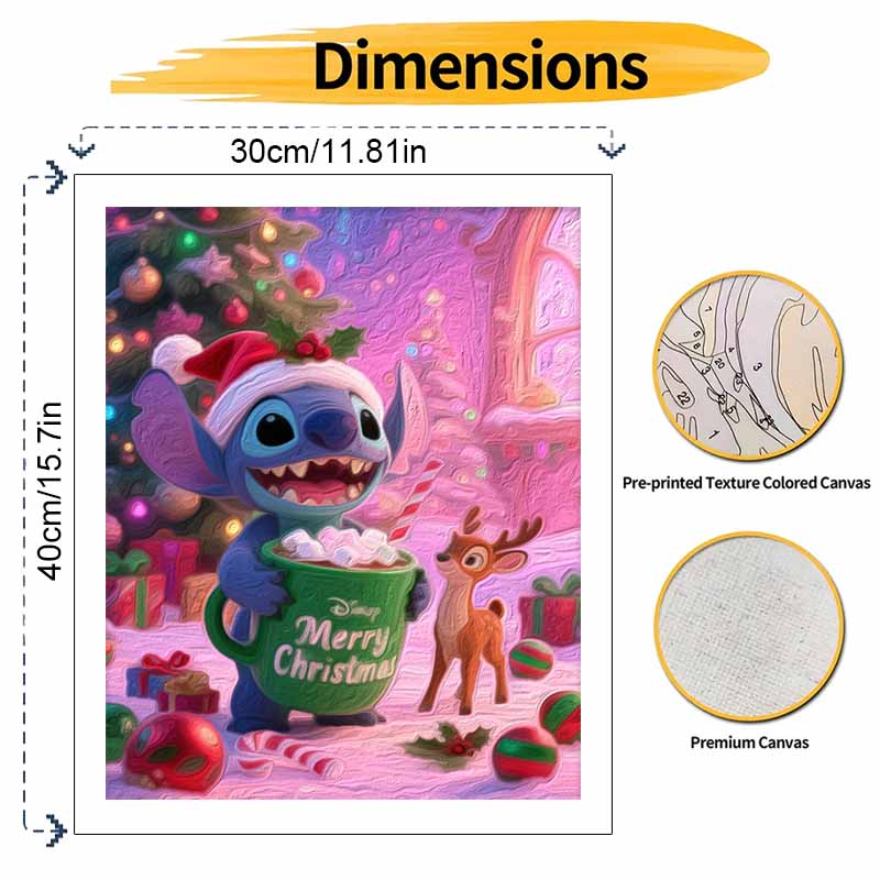 Disney Stitch Christmas Oil Painting Hand Painting Coloring Painting Handmade Diy Home Decoration Gift