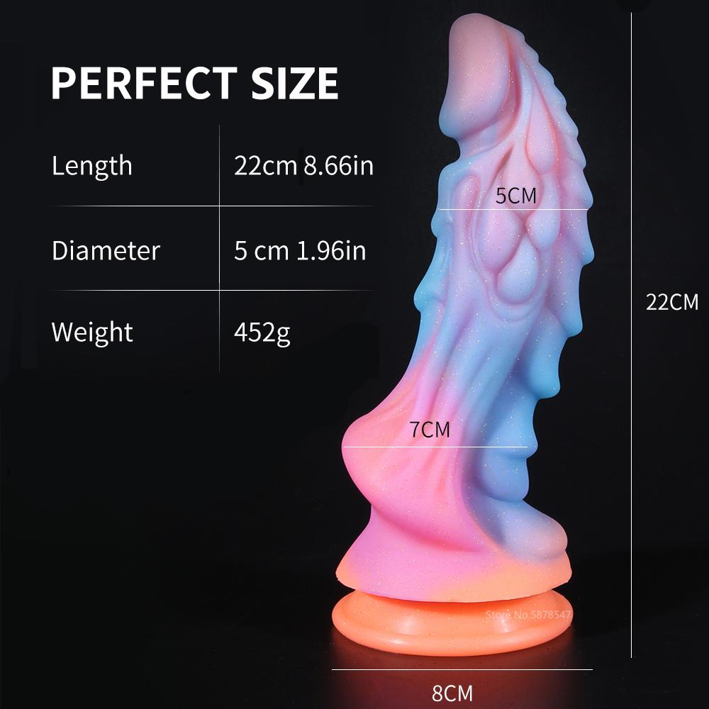 Neue Leuchtende Dildo Anal Sex Spielzeug für Frauen Männer Bunte Leuchtende Dildo Penis Riesige Drachen Monster Dildo Butt Plug Spielzeug für Erwachsene