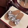 Summer flat-bottomed cool slippers women's new fashion outer wear holiday versatile bow student seaside beach shoes