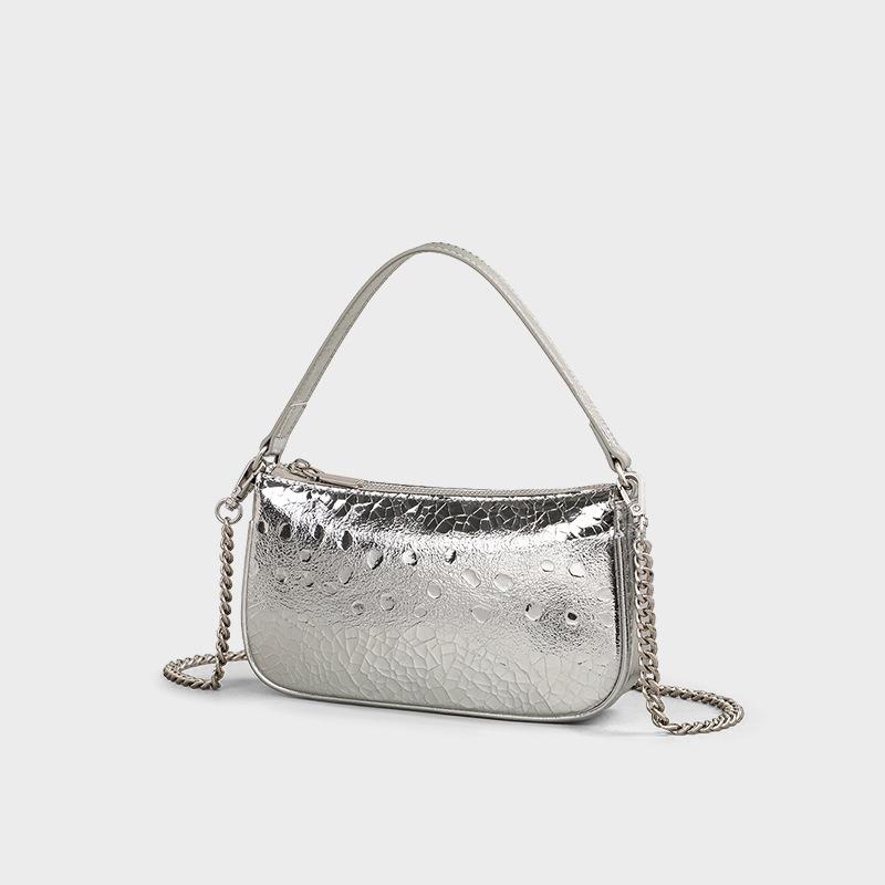 Bag women's autumn and winter new chain versatile messenger bag silver high-end small square bag handbag shoulder bag