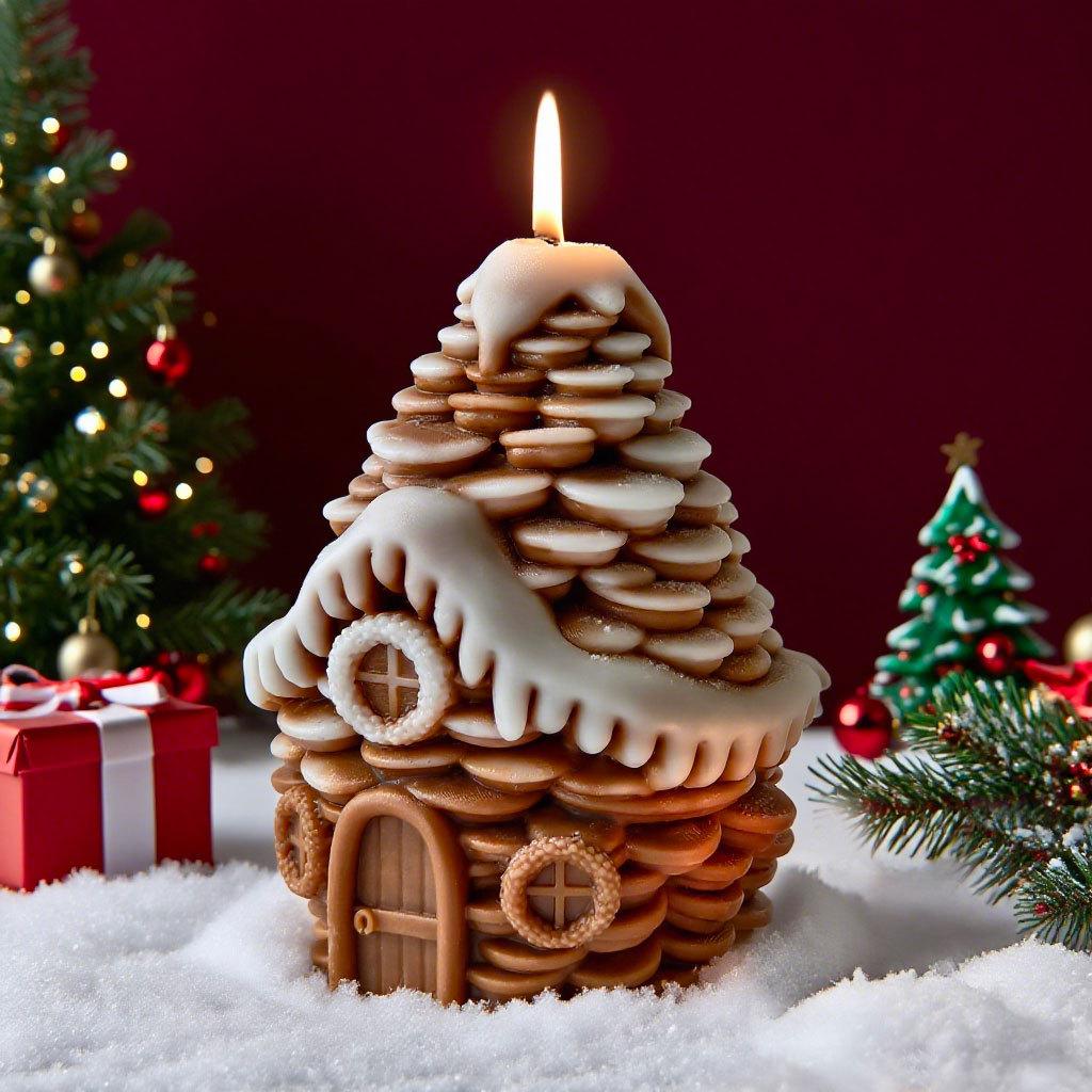 DIY Christmas Candle Pinecone Snow House Silicone Mold Handmade Aroma Plaster Resin Form Mould Soy Wax Candle Making Supplies