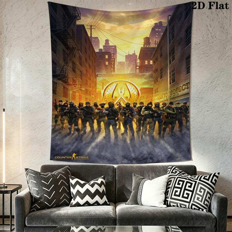 Counter-Strike 2 poster Wall Hanging Printed Fabric Blanket Decorative Tapestries for Bedroom Living Room Home Decor