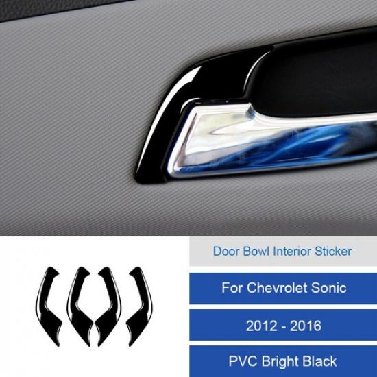 4x Carbon Fiber Door Handle Bowl Decoration Cover For Chevrolet Sonic 2012-2016