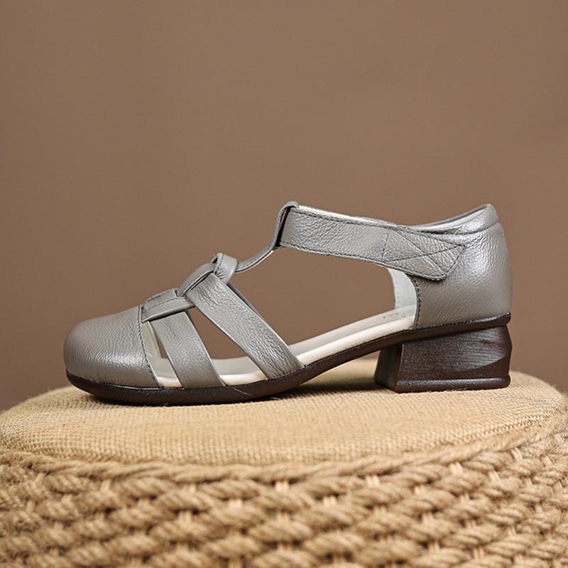Sandali da Donna in Vera Pelle Comodi Suole Morbide Scarpe Moda Estiva Tacco Basso Sandali Romani Gladiatore da Donna