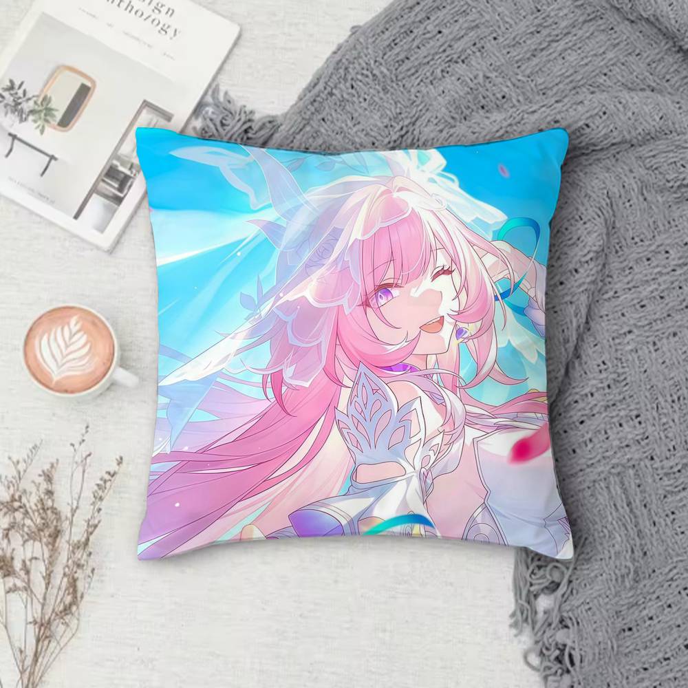 Honkai Series Anime Game Doublesided Printed Square Pillow Cover Decorative Cushion Cover for Sofa Bedroom Bedside