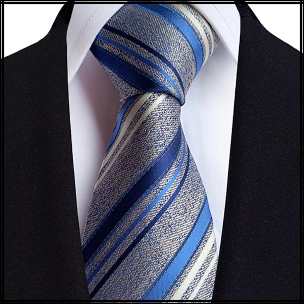 [White Fang] Necktie, Yarn-Dyed Stripe, Polyester, Formal Business Style, Men's NC047 (WT01)