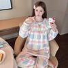 2025 Women's Coral Fleece Pajamas Set, Thick Long Sleeve & Pants, Sweet Style, Plus Size Homewear