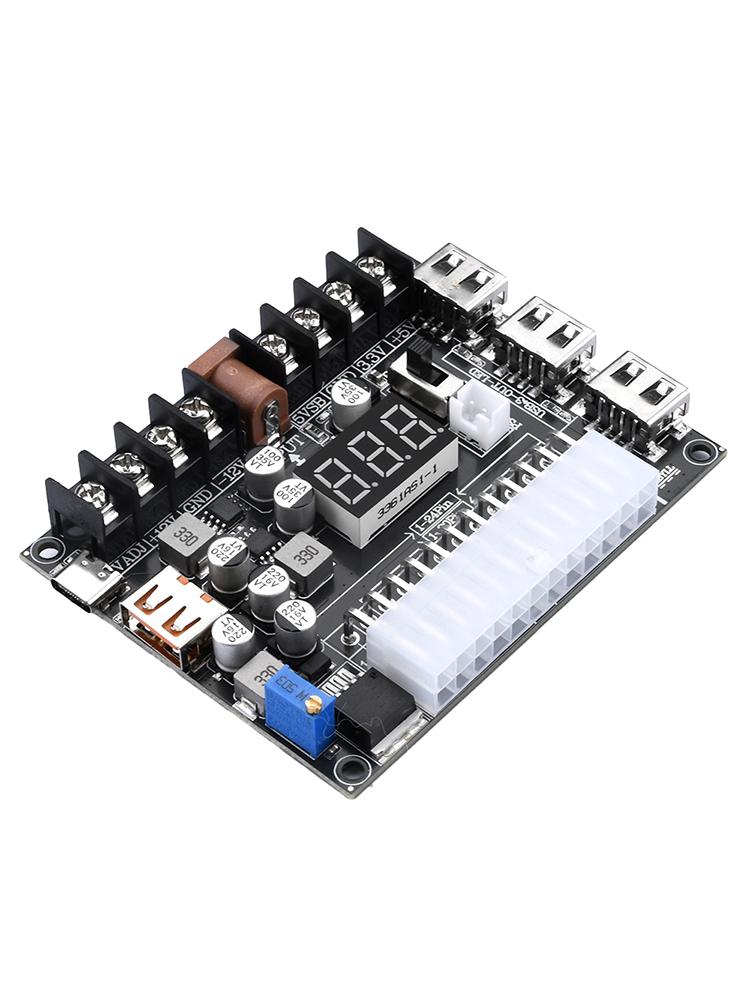 24/20Pins ATX Power Supply Breakout Board and Acrylic Case Kit Module Adapter Power Connector Support  Tool Accessory