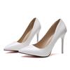Fashion 2025 HOT Women Shoes Pointed Toe Pumps Patent Leather Dress High Heels Boat Shoes Wedding Shoes Zapatos Mujer Blue White