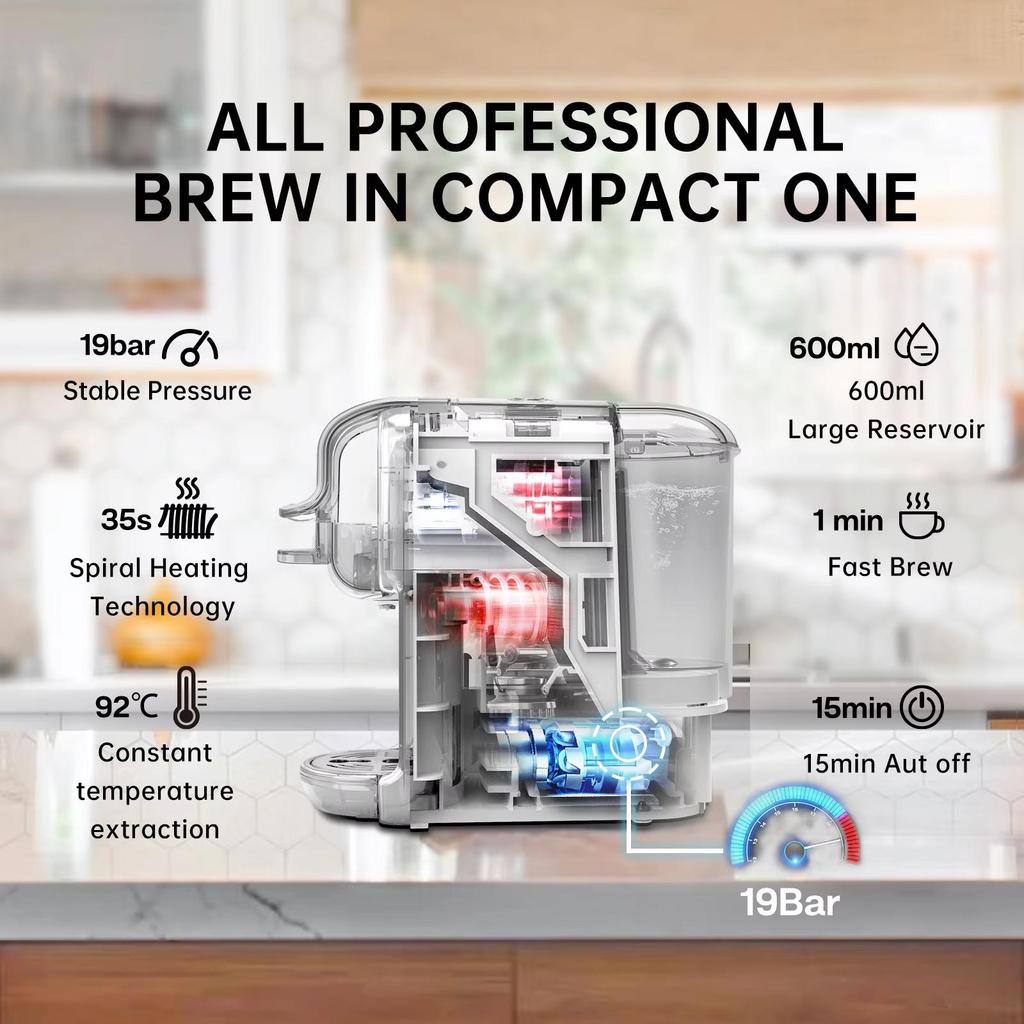 New HiBREW Multiple Capsule Coffee Machine, Hot/Cold Dolce Gusto Milk Nespresso Capsule ESE Pod Ground Coffee Cafeteria 20Bar 5 in 1