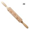 Wood Christmas Printing Rolling Pin Wooden Carvings Embossing Elk Snowflake Christmas Tree Snowman Rolling Pin Cookies Crafts