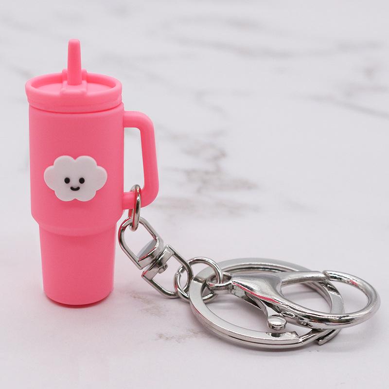 Popular Soft Rubber Stanley Cup Pendant Keychain - Creative Milk Tea Cup Keyring Available