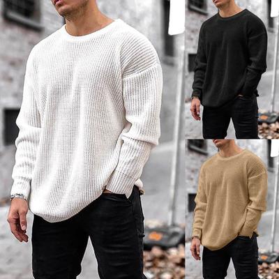 Men Autumn Winter Long Sleeve  Solid Sweater Top Tee Blouse