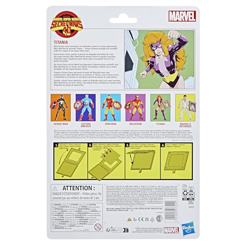 Hasbro Marvel Legends Series Titania, Retro Marvel Comics Secret Wars Collectible 6-Inch Action Figure with Shield (G0784) Authentic
