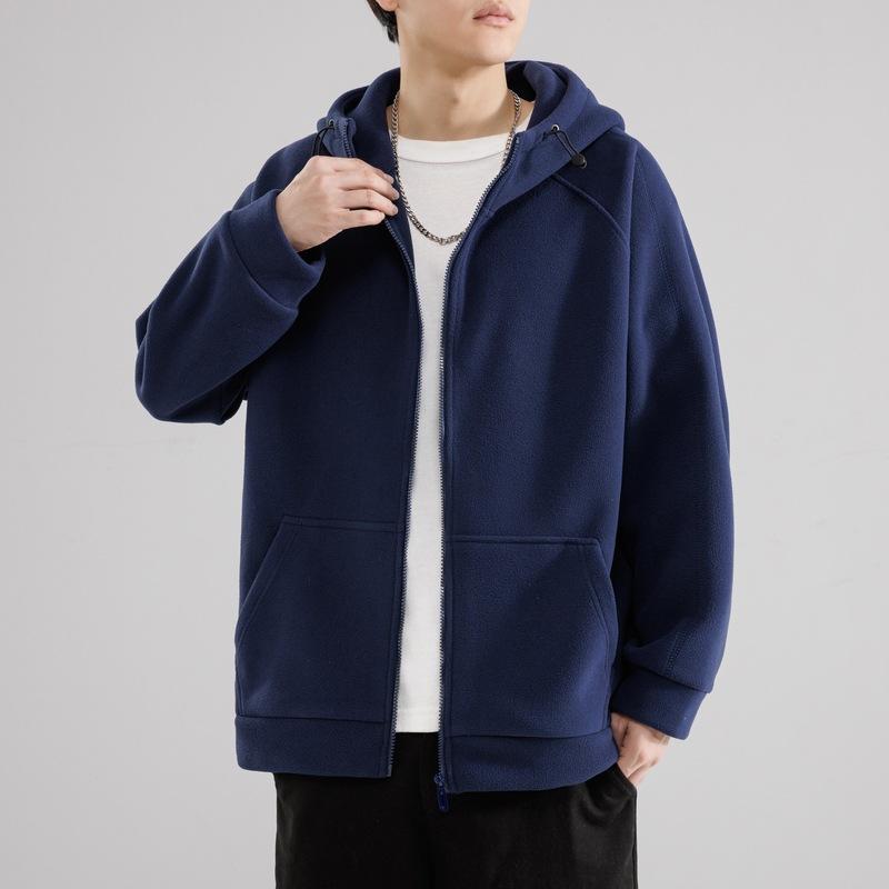 

Осень и зима, новая куртка из плотного флиса, мужской теплый кардиган, толстовка с капюшоном, мужской модный свободный повседневный топ 4XL