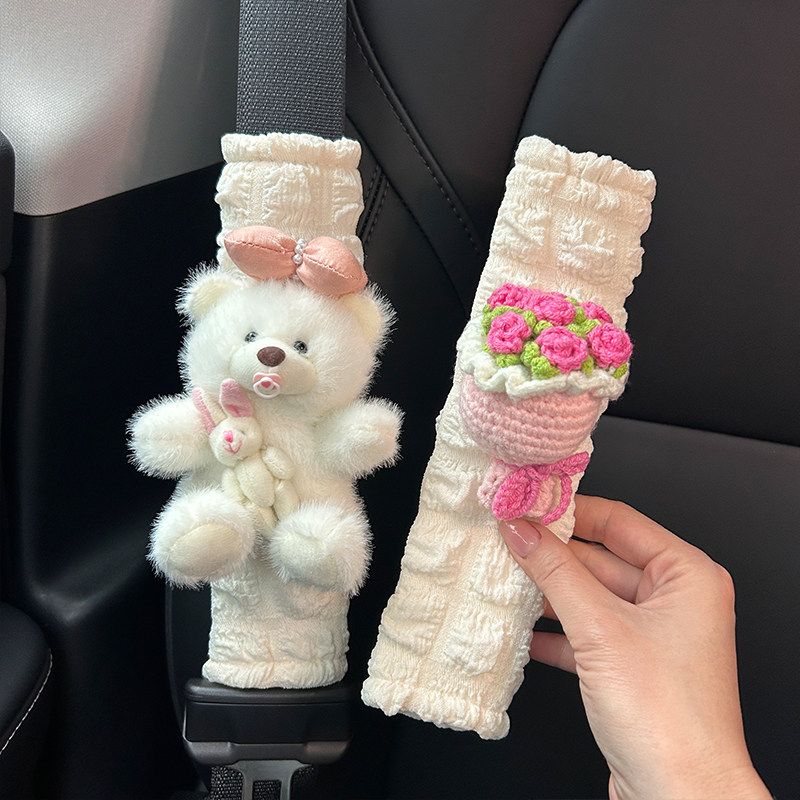 Car Seatbelt Shoulder Pad Anti-Neck-Strangling Cartoon Cute High-End Car Interior Decoration Car Child Protection Cover for Women