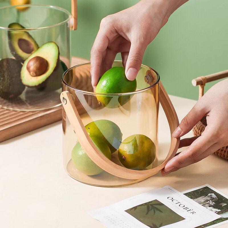 Shangqi Portable Glass Fruit & Salad Serving Bowl with Handle