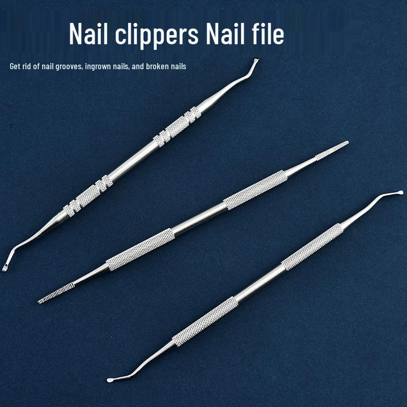 Stainless Steel Double-Ended Cuticle Pusher & Nail File Set