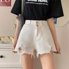 Korean Style High Waist Ripped Denim Shorts - Button-Up, Loose A-Line, Trendy Summer Fit for Women